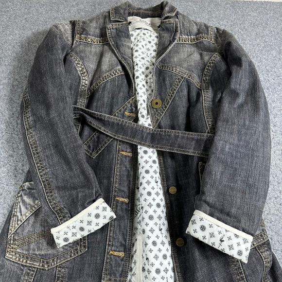 2die4 Antonio Berardi Denim Long Jacket Belted Studded Women's Italy Size 27 - Picture 10 of 15